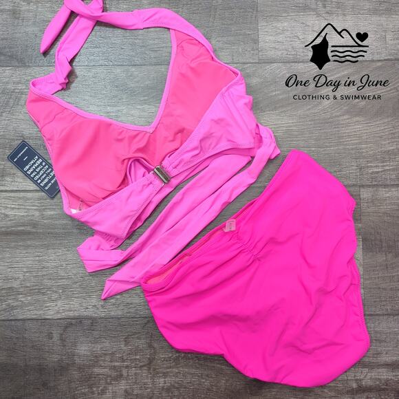 Blooming Jelly Halter Cross Front Wrap Ruched Bikini Swimsuit Size M - Picture 6 of 6